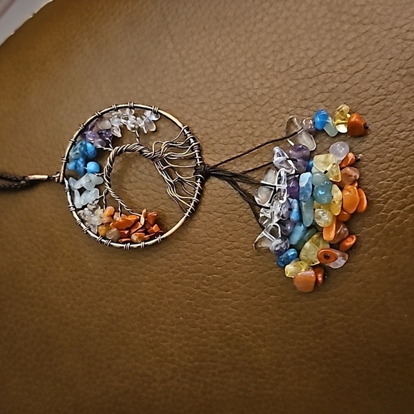 HANDMADE Rainbow Chakra Chip Gemstone Tree of Life Suncatcher Car Charm - Picture 6 of 6